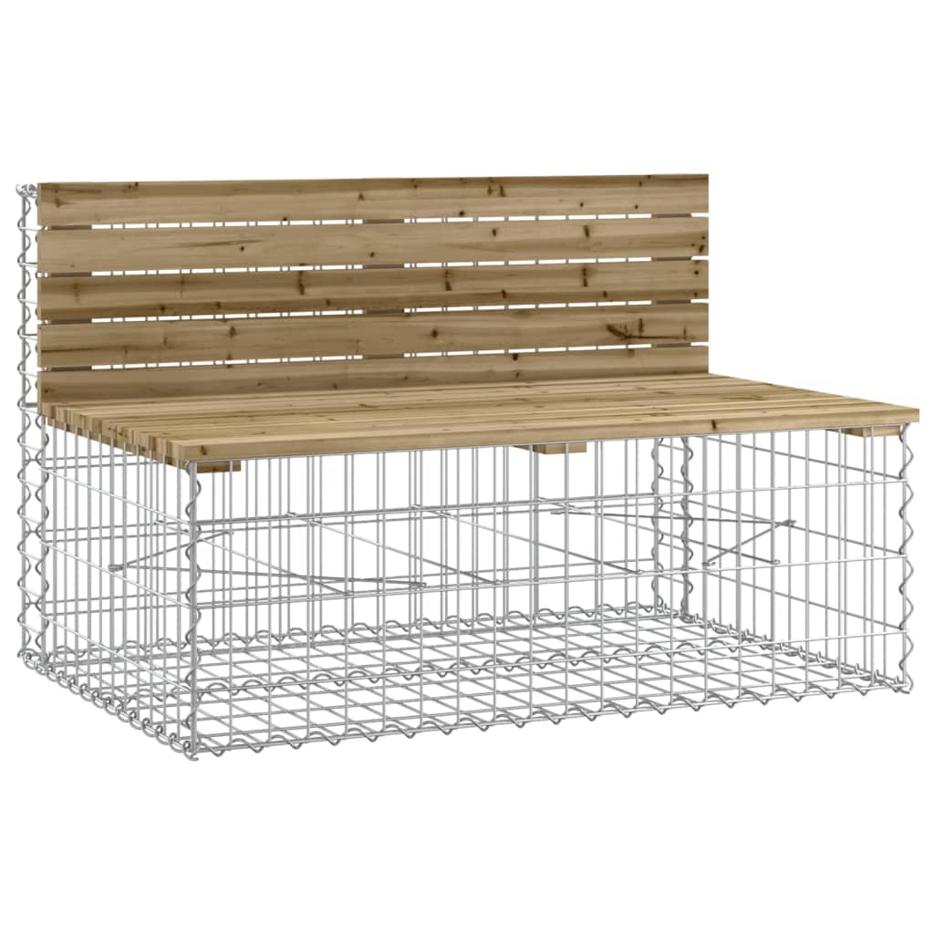 Rustic Gabion Garden Bench - Impregnated Pine Wood 103x70x65cm