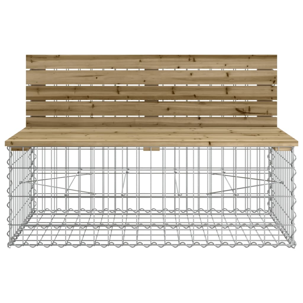 Rustic Gabion Garden Bench - Impregnated Pine Wood 103x70x65cm