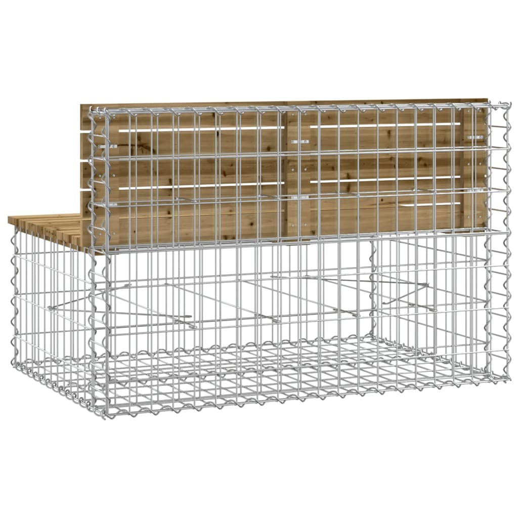 Rustic Gabion Garden Bench - Impregnated Pine Wood 103x70x65cm