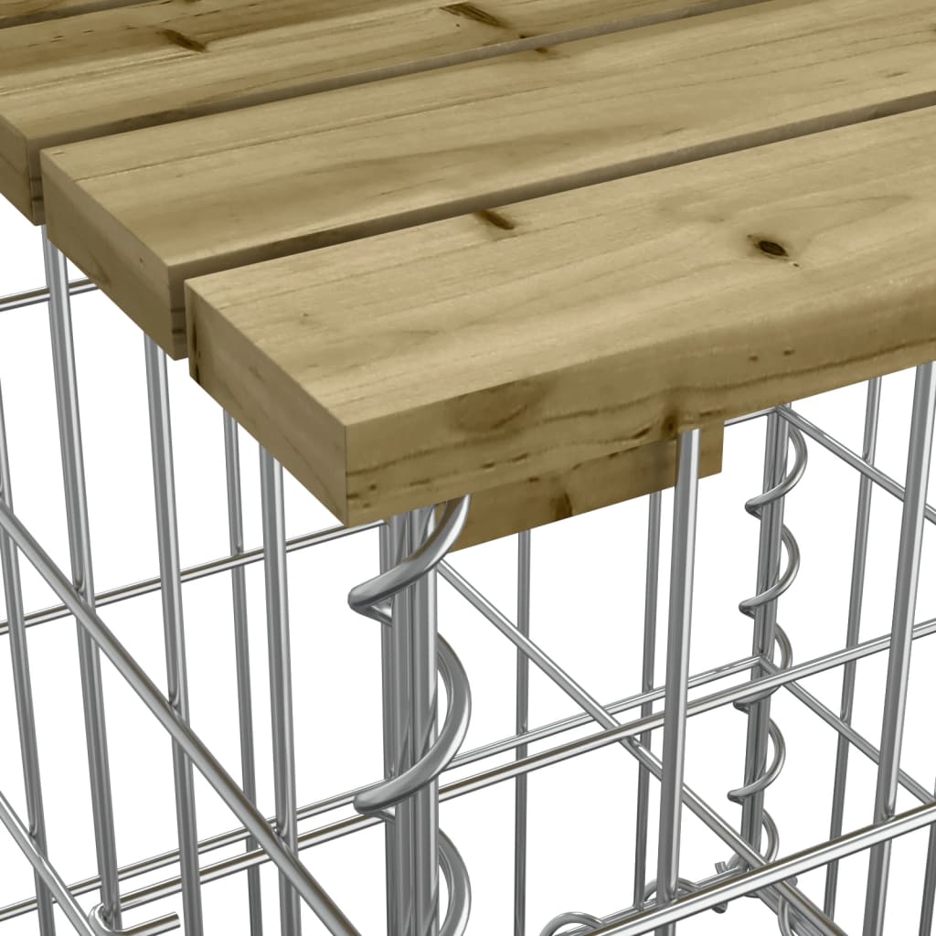 Rustic Gabion Garden Bench - Impregnated Pine Wood 103x70x65cm