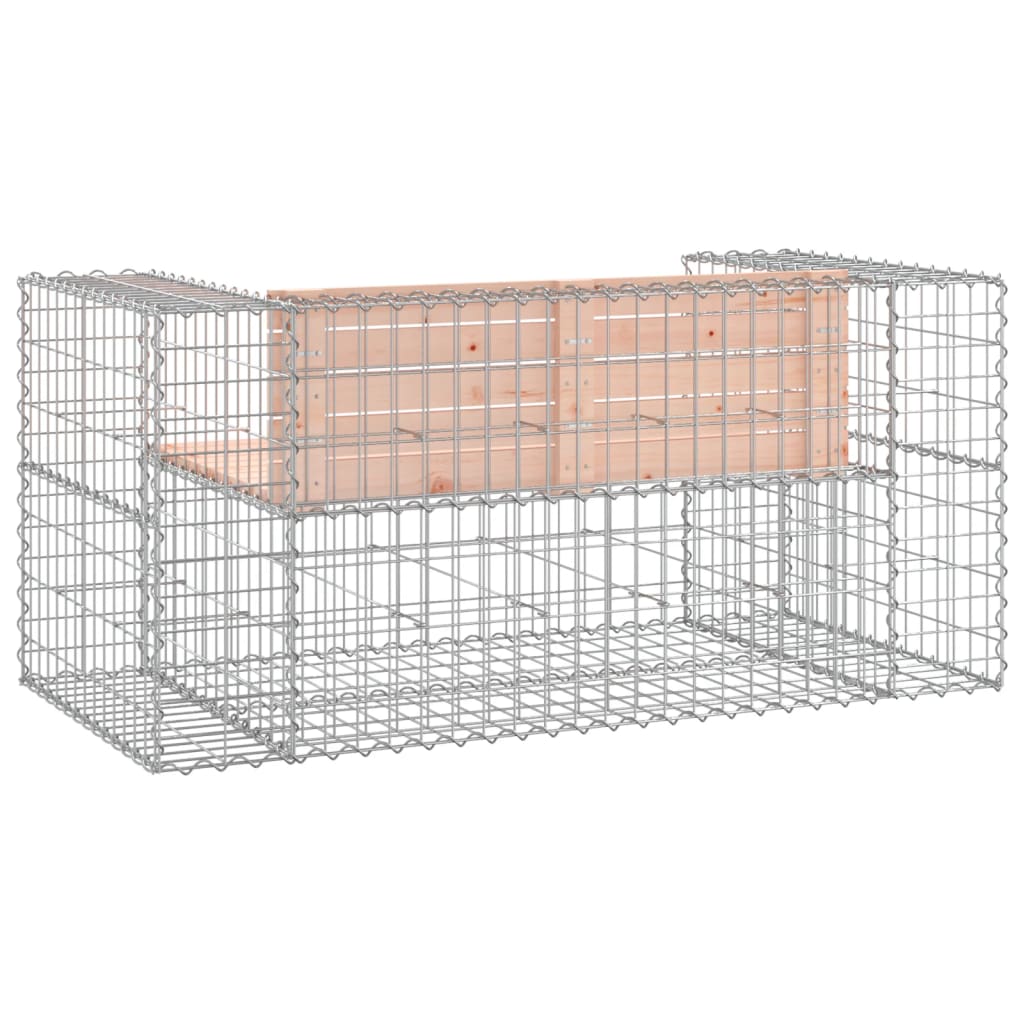 Douglas Solid Wood Garden Bench Gabion 143x71x65.5 cm