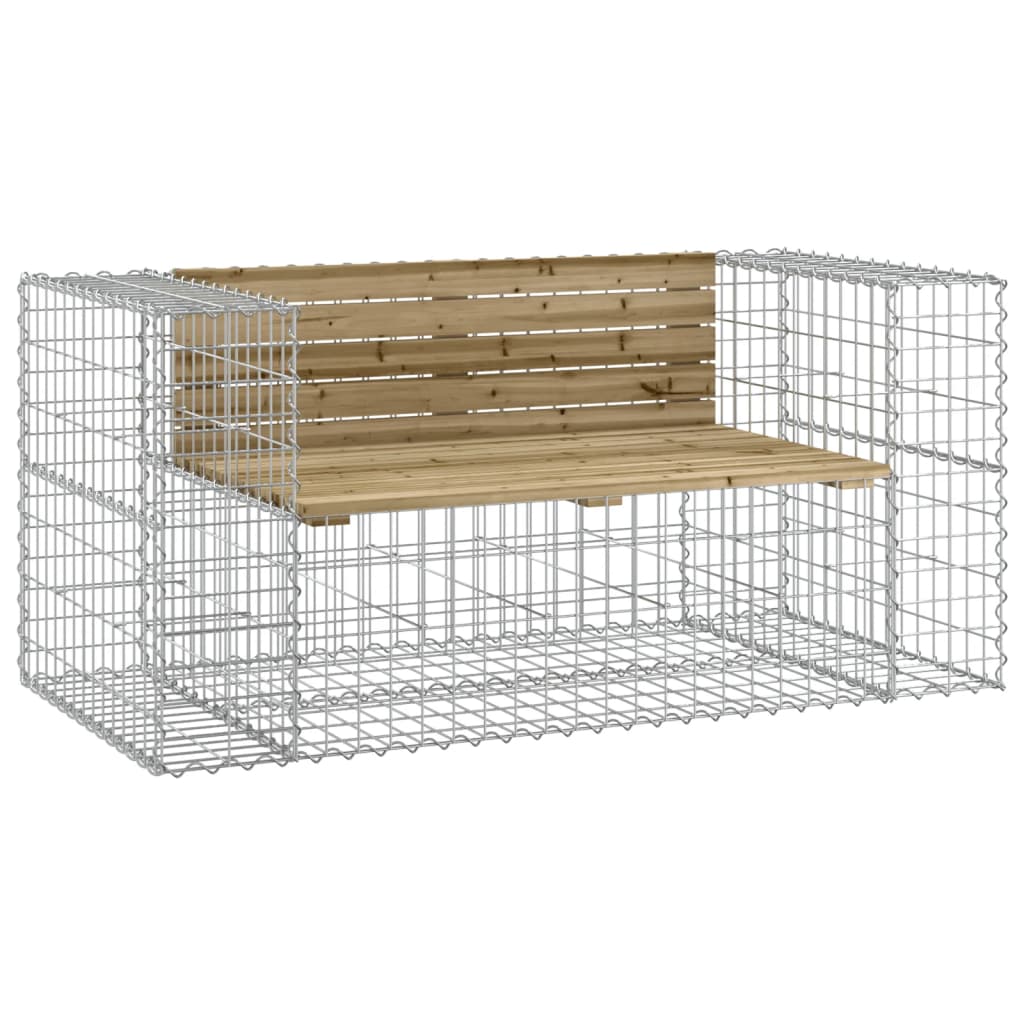 Garden Bench Gabion 143x71x65.5 cm - Impregnated Pine Wood