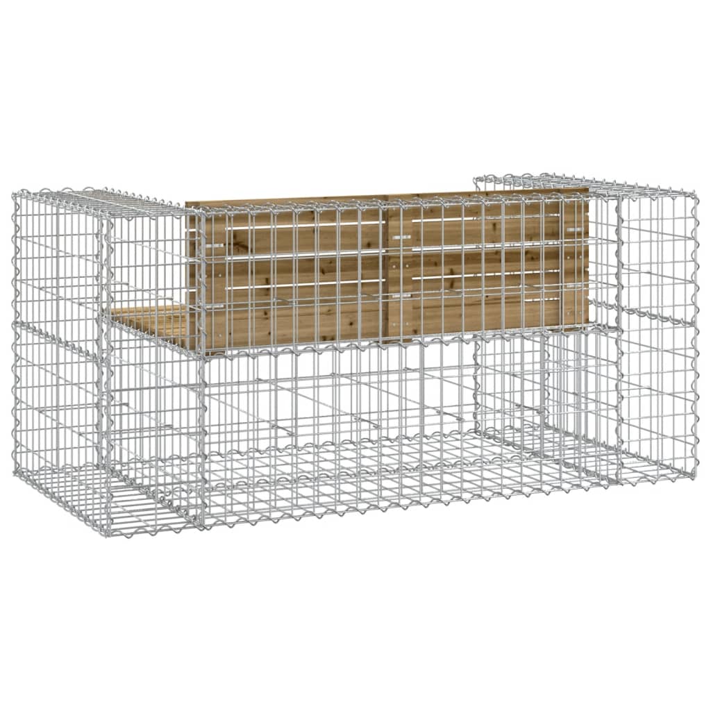 Garden Bench Gabion 143x71x65.5 cm - Impregnated Pine Wood