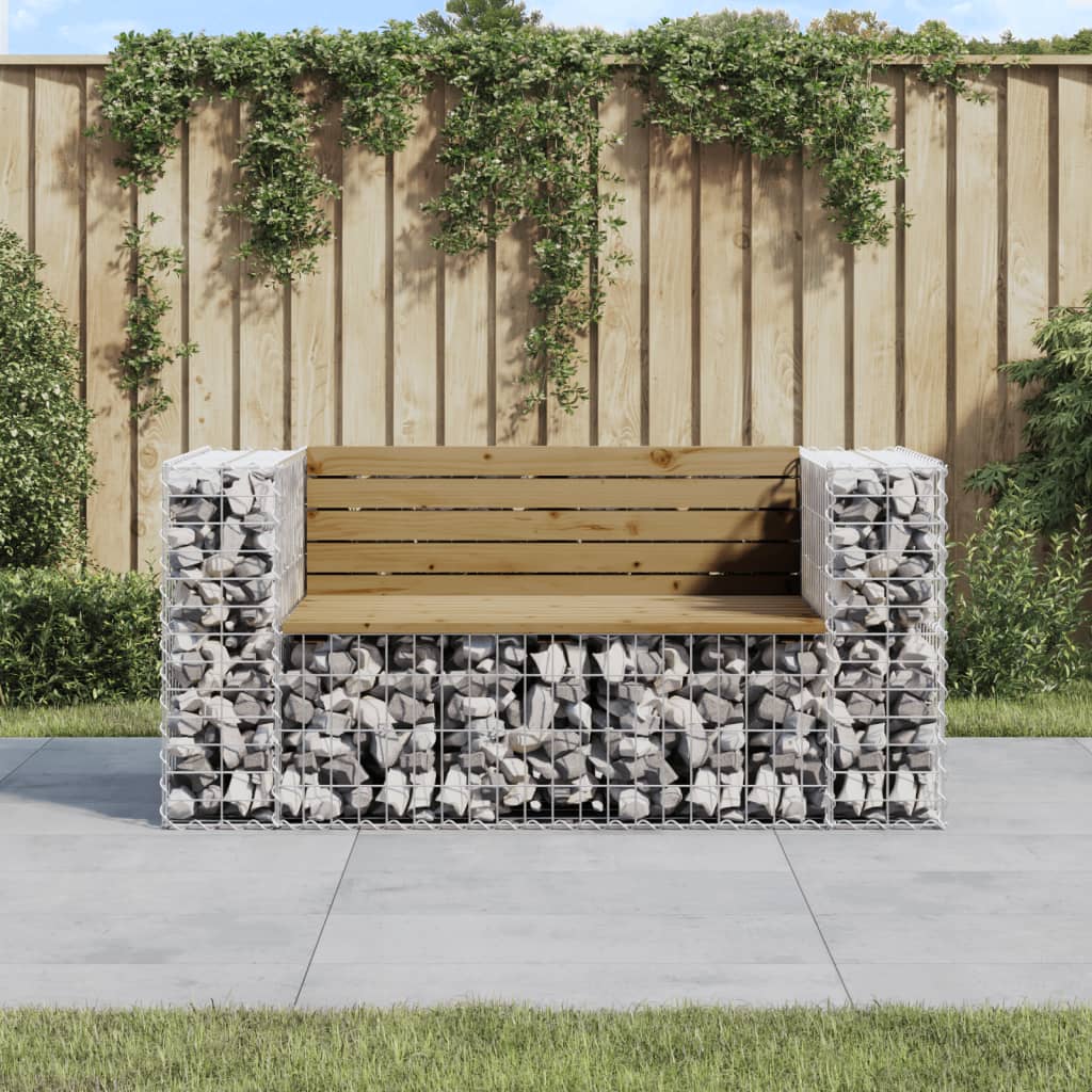 Garden Bench Gabion 143x71x65.5 cm - Impregnated Pine Wood