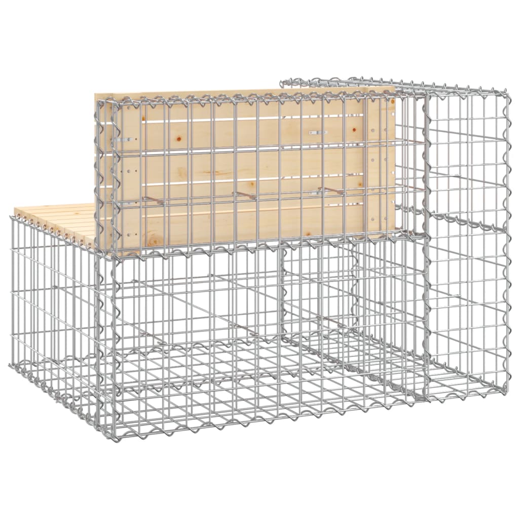 Solid Pine Gabion Garden Bench, 92x71x65.5 cm, Elegant Design