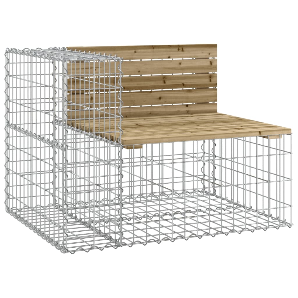 Rustic Pine Garden Bench Gabion 92x71x65.5 cm - Impregnated Wood