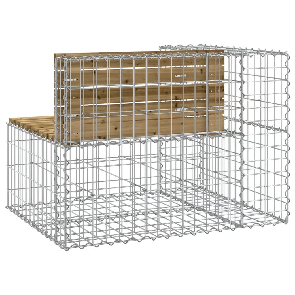 Rustic Pine Garden Bench Gabion 92x71x65.5 cm - Impregnated Wood