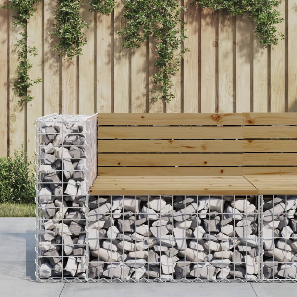Rustic Pine Garden Bench Gabion 92x71x65.5 cm - Impregnated Wood
