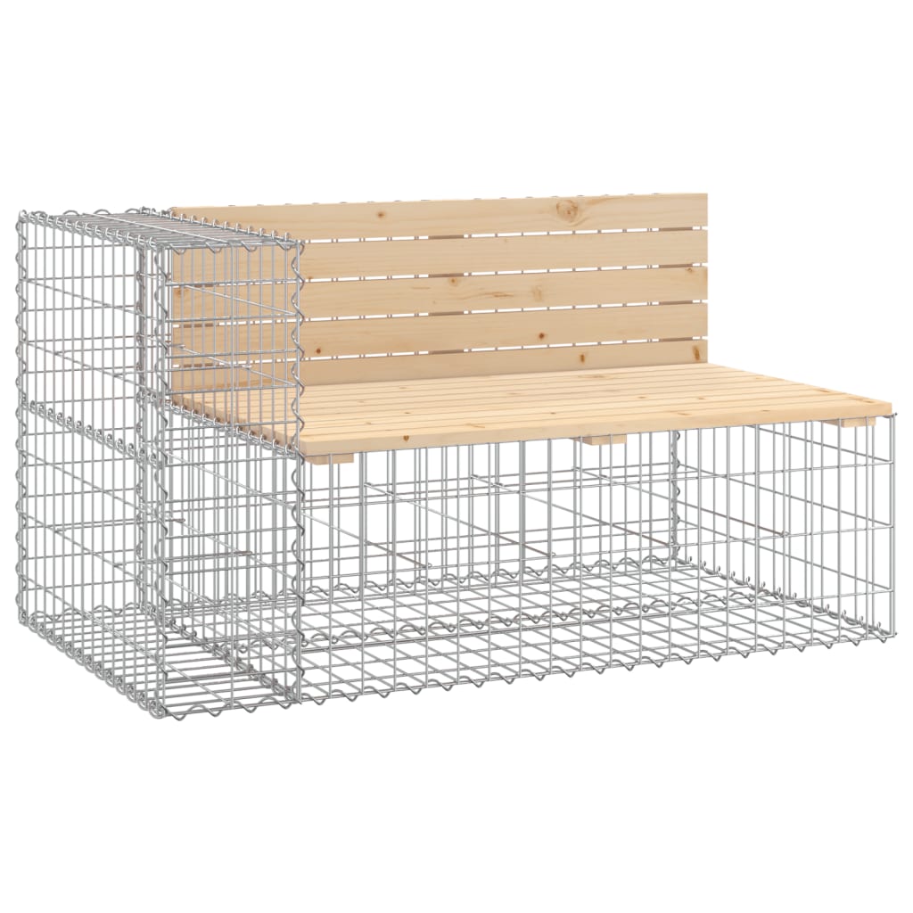 Solid Wood Pine Garden Bench Gabion Design - 122x71x65.5 cm