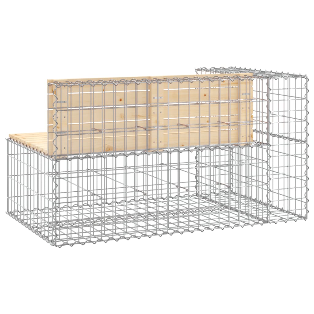 Solid Wood Pine Garden Bench Gabion Design - 122x71x65.5 cm