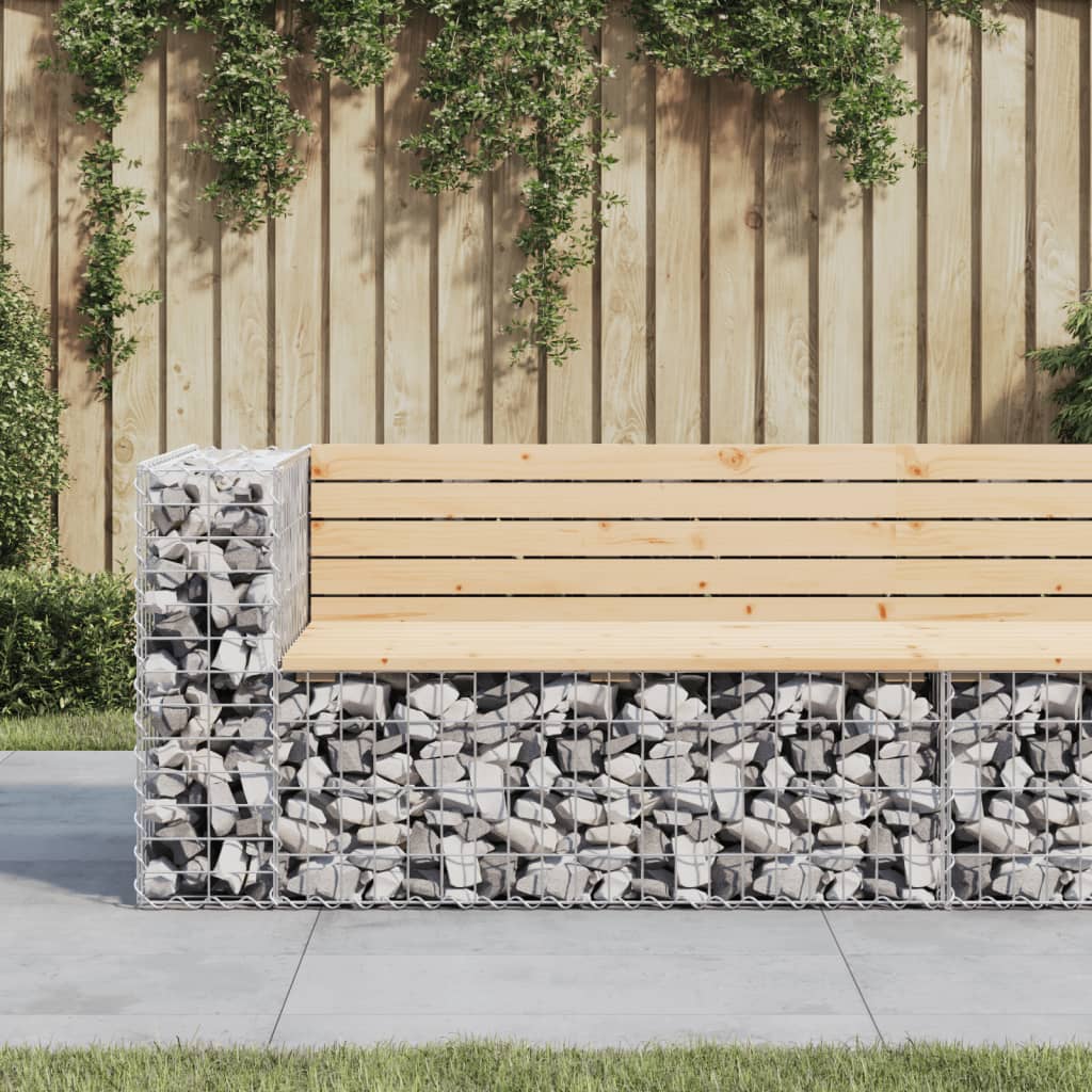 Solid Wood Pine Garden Bench Gabion Design - 122x71x65.5 cm
