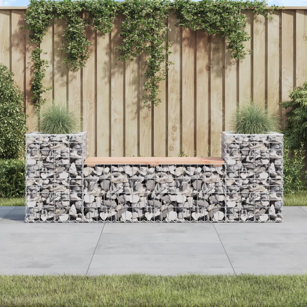 Solid Wood Douglas Garden Bench Gabion Design - 183x41x60.5 cm
