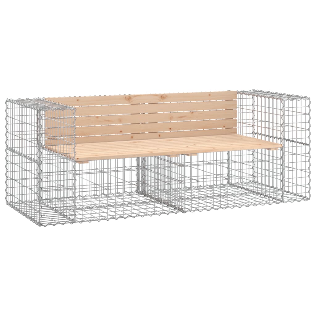 Solid Wood Pine Garden Bench Gabion - 184x71x65.5 cm Design