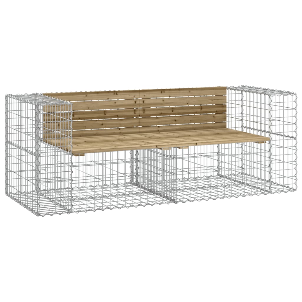Impregnated Pine Garden Bench Gabion 184x71x65.5 cm