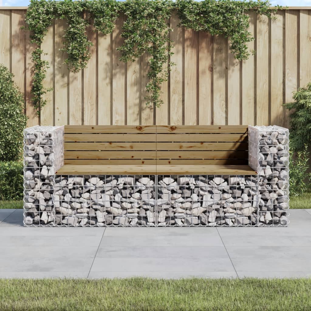 Impregnated Pine Garden Bench Gabion 184x71x65.5 cm