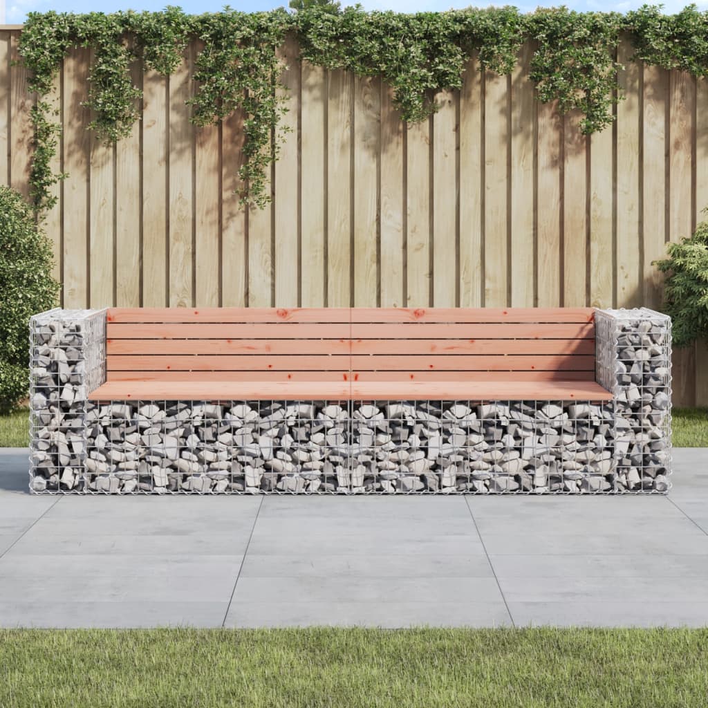 Douglas Wood Garden Bench Gabion Design 244x71x65.5 cm