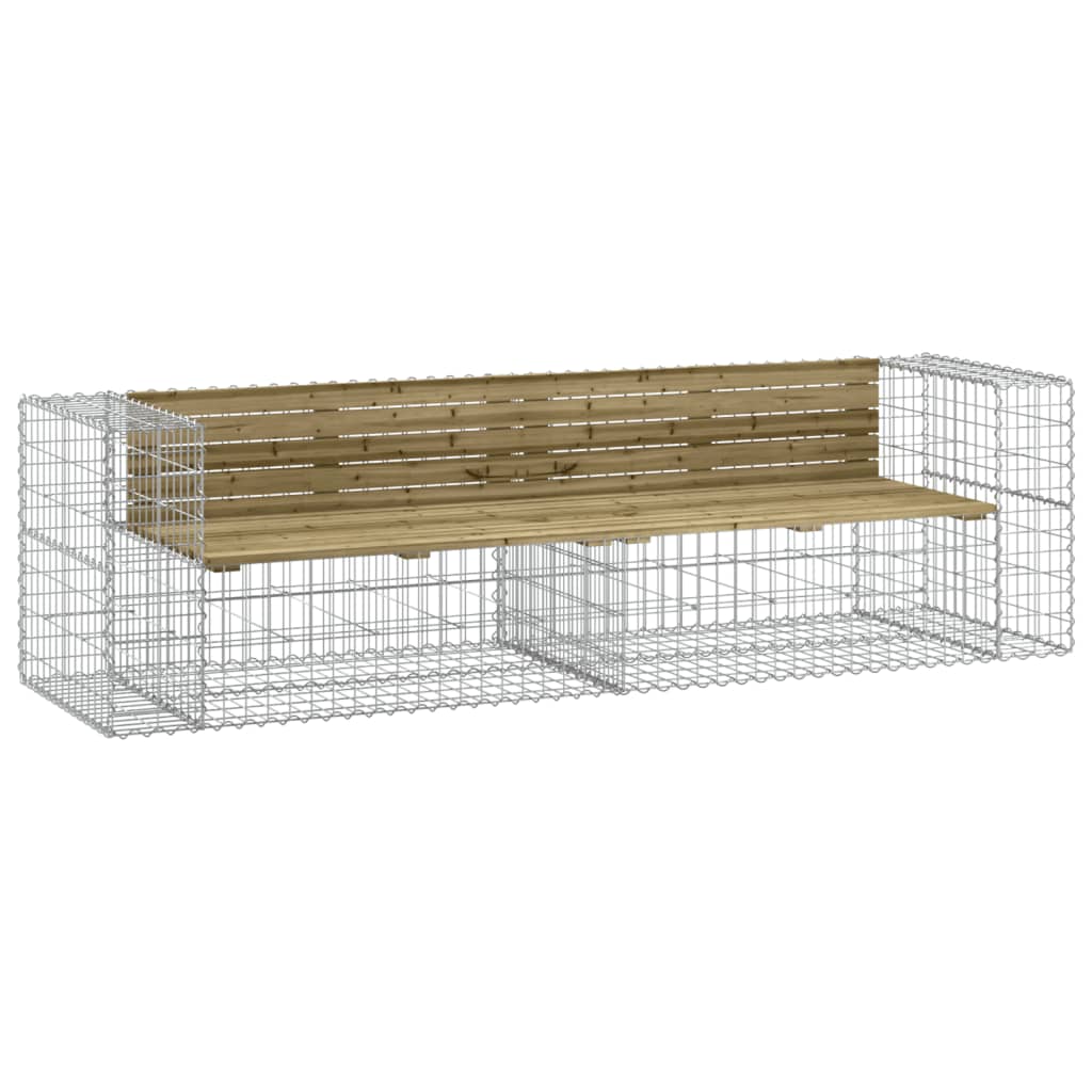 Gabion Garden Bench 244x71x65.5cm - Impregnated Pine Wood
