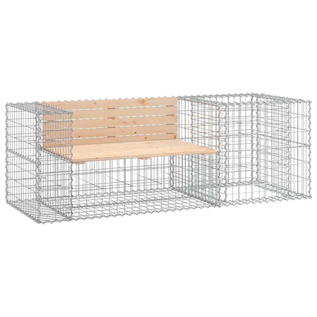 Solid Wood Pine Garden Bench with Gabion Basket Design
