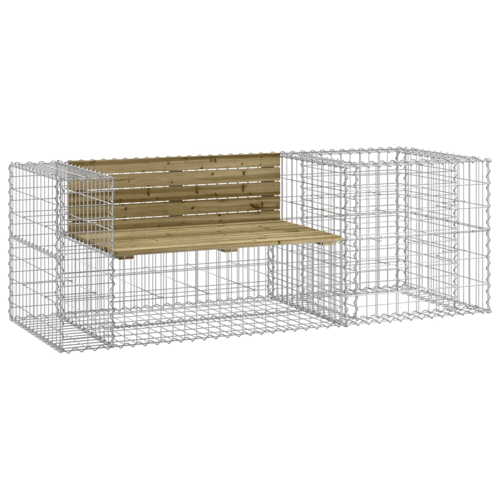 Gabion Basket Garden Bench with Impregnated Pine Wood