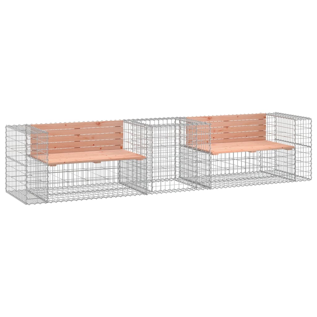 Douglas Wood Garden Bench with Gabion Basket - Stylish & Durable
