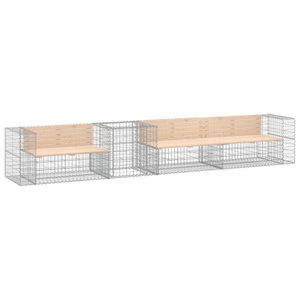 Sturdy Pine Garden Bench with Gabion Basket - Stylish Outdoor Seating