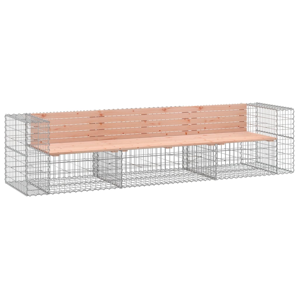 Solid Wood Garden Bench Gabion - Douglas, 287x71x65.5 cm