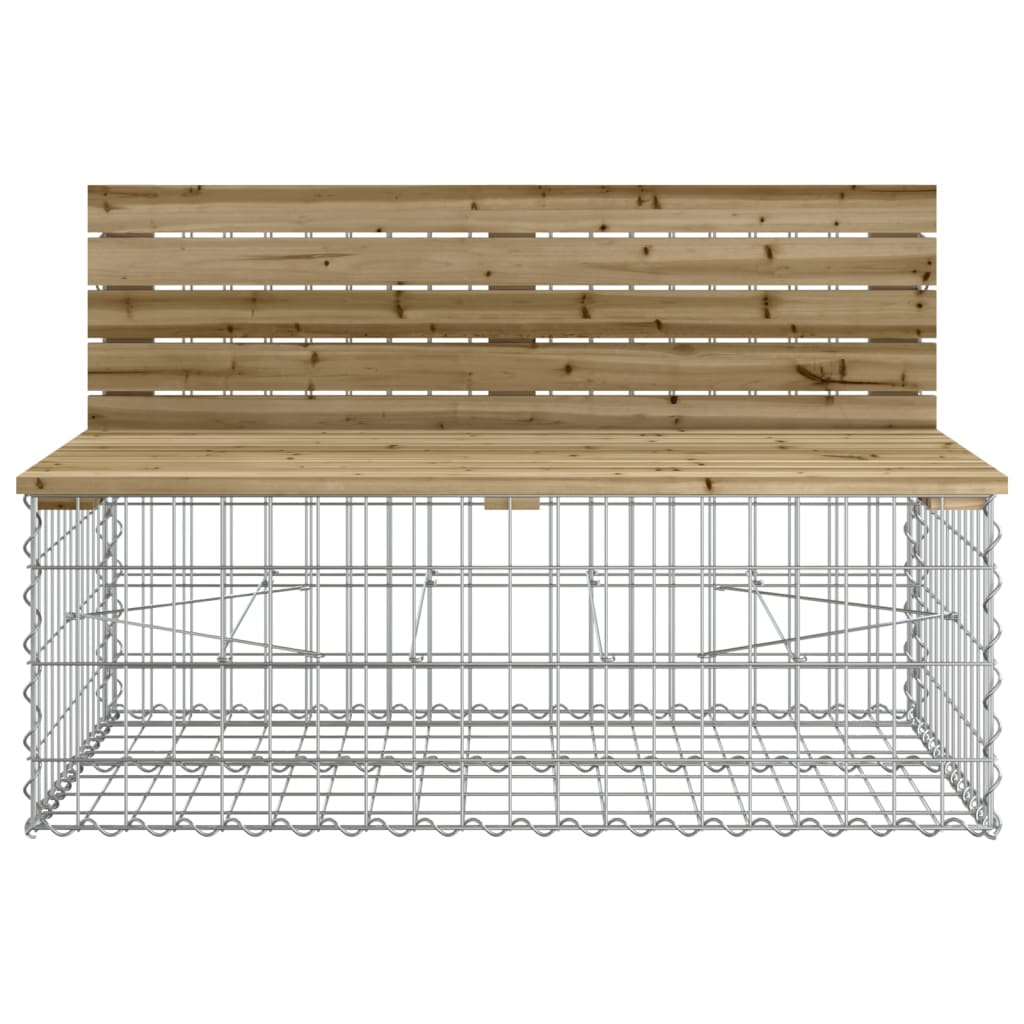 Gabion Garden Bench 287x71x65.5 cm - Impregnated Pine Wood Design