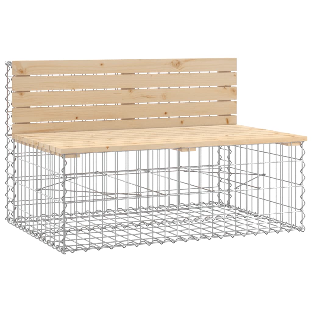 Solid Wood Pine Garden Bench Gabion, 347x71x65.5 cm Design