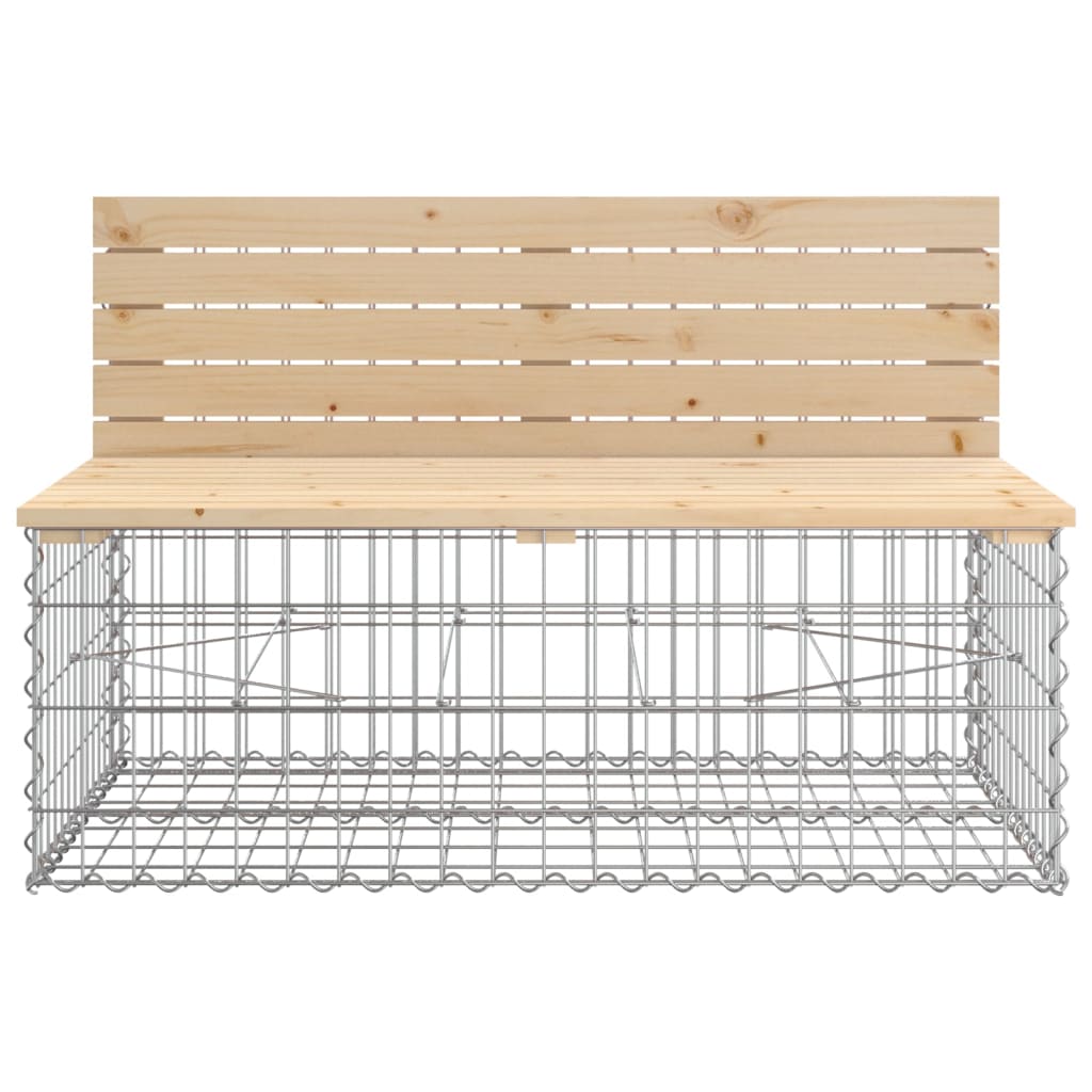 Solid Wood Pine Garden Bench Gabion, 347x71x65.5 cm Design