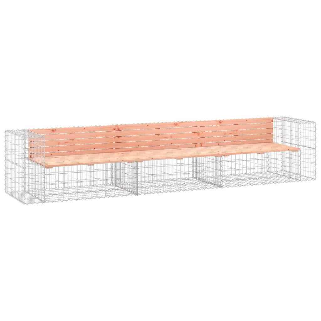Solid Wood Garden Bench Gabion 347x71x65.5 cm - Douglas Design