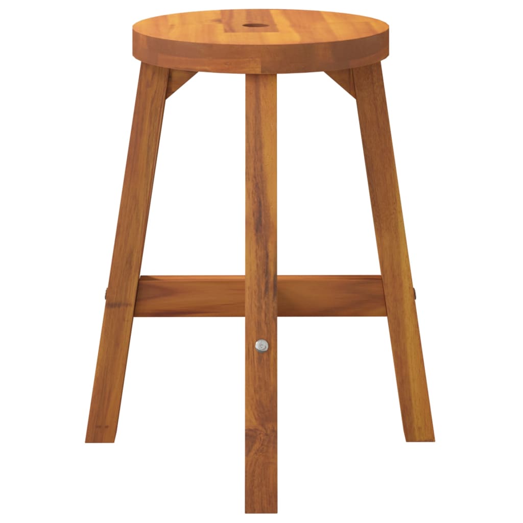 Solid Acacia Wood Round Stool - Brown 38x38x45 cm