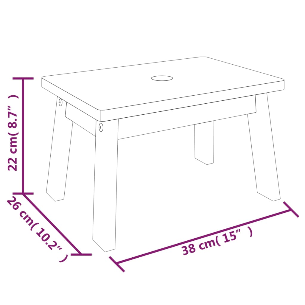 Solid Wood Acacia Step Stool 38x26x22 cm - Durable & Stylish