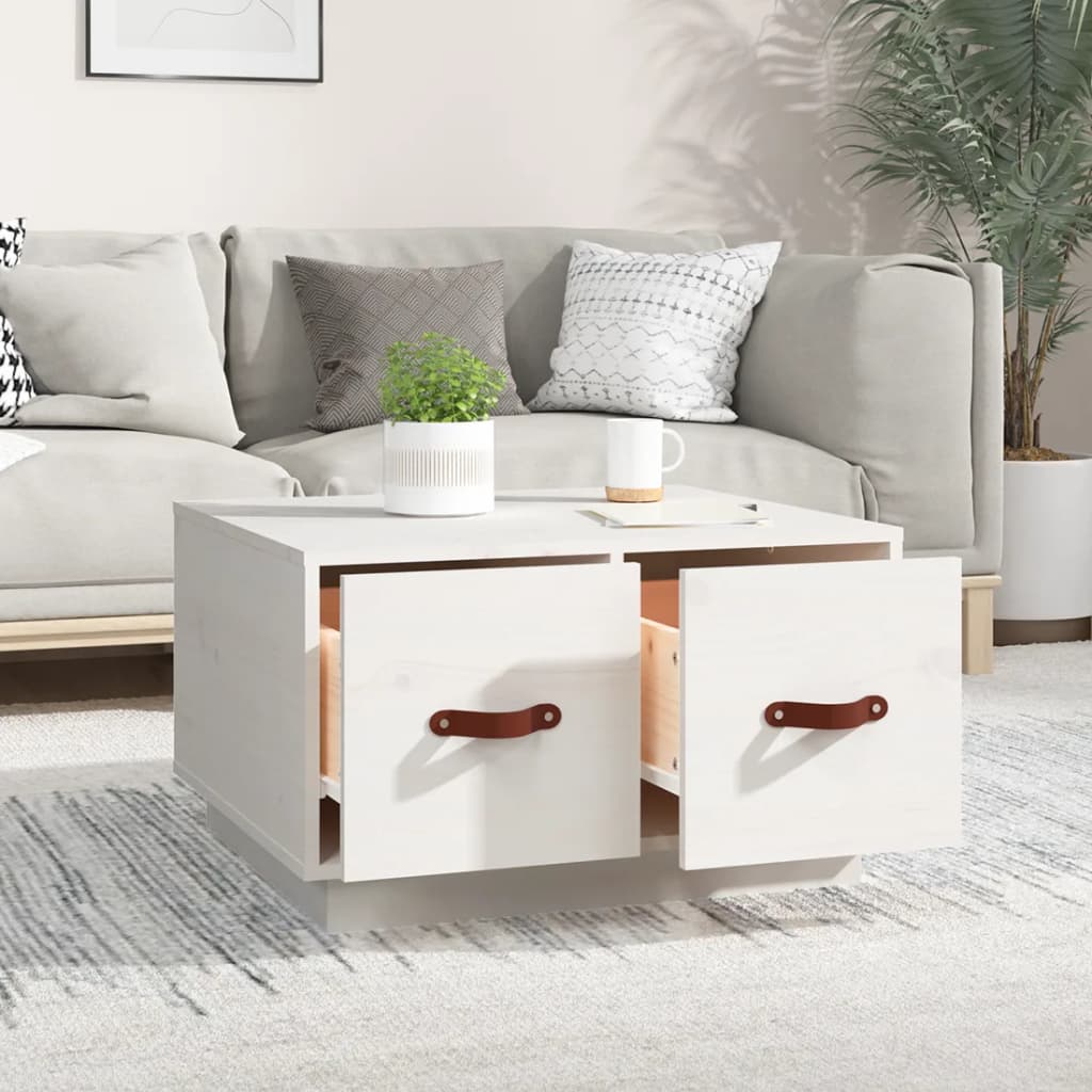 Coffee Table White 60x53x35 cm Solid Wood Pine