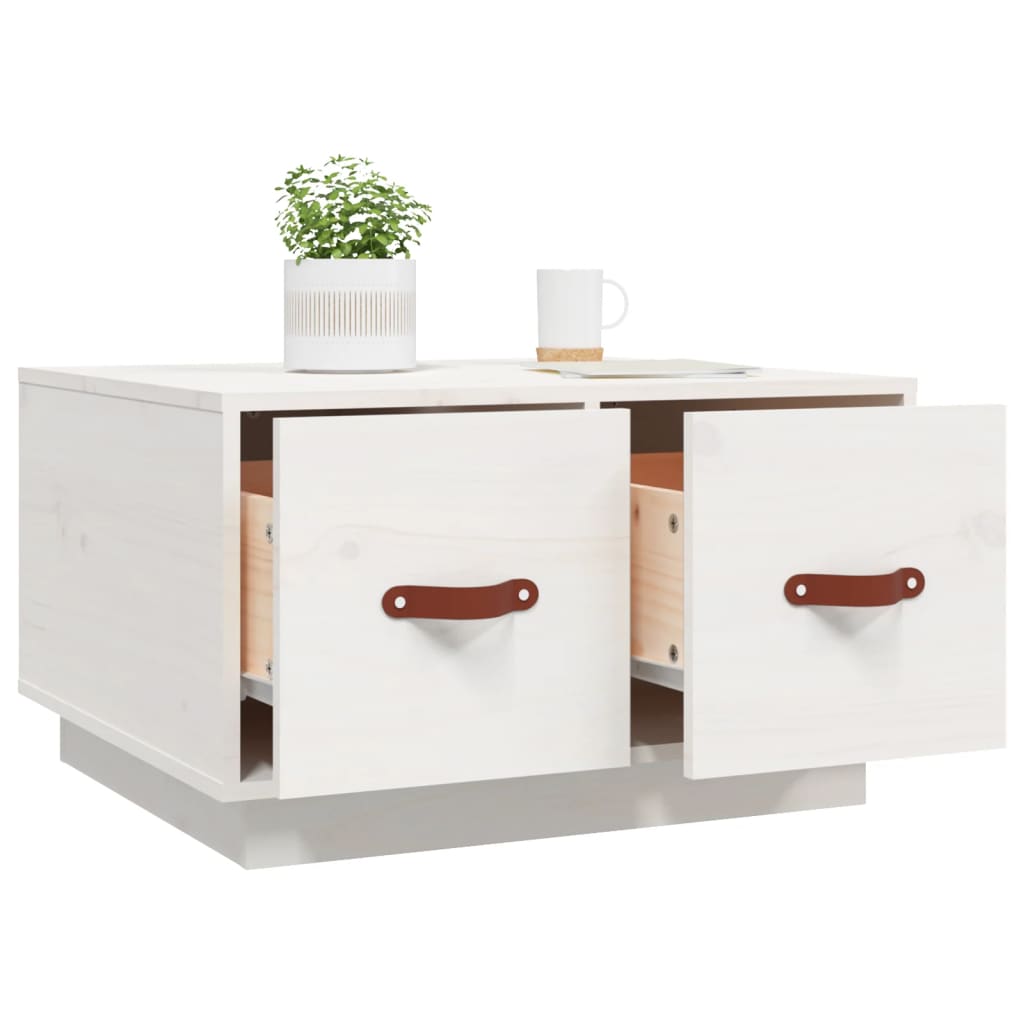 Coffee Table White 60x53x35 cm Solid Wood Pine