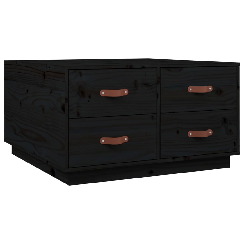 Coffee Table Black 80x80x45 cm Solid Wood Pine
