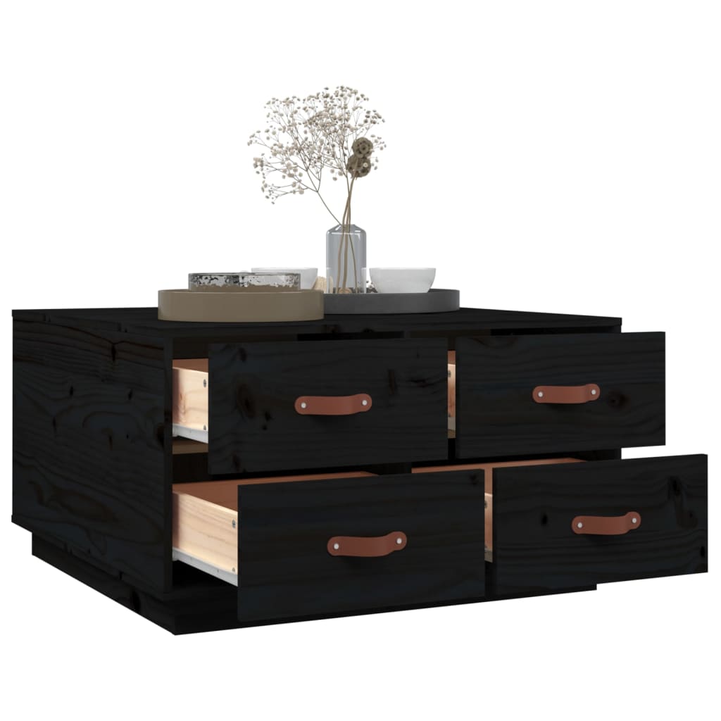 Coffee Table Black 80x80x45 cm Solid Wood Pine