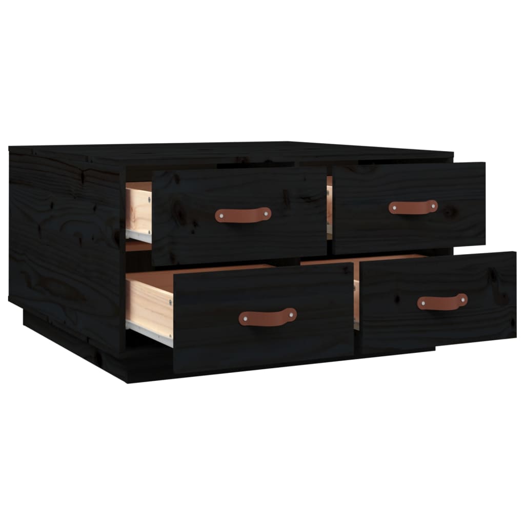 Coffee Table Black 80x80x45 cm Solid Wood Pine