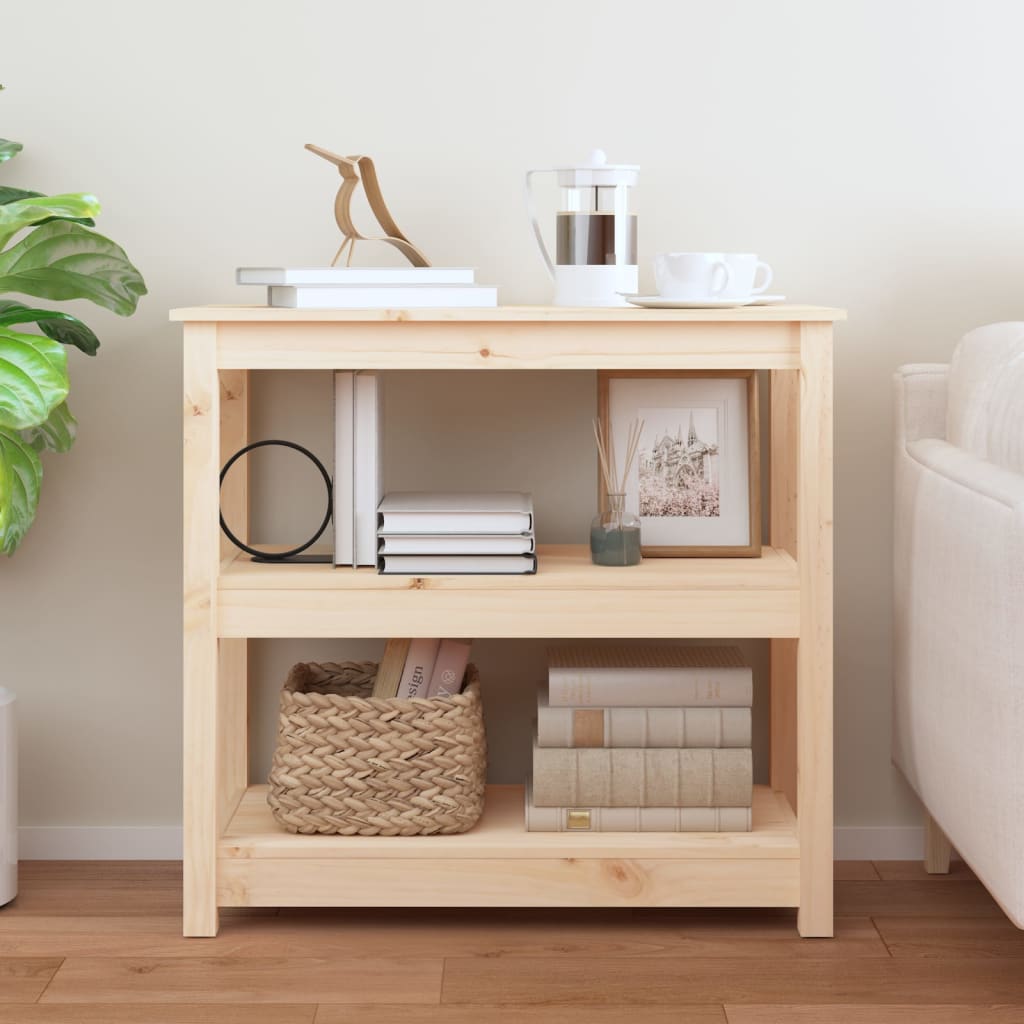 Solid Pine Wood Console Table - 80x40x74 cm, Natural Finish