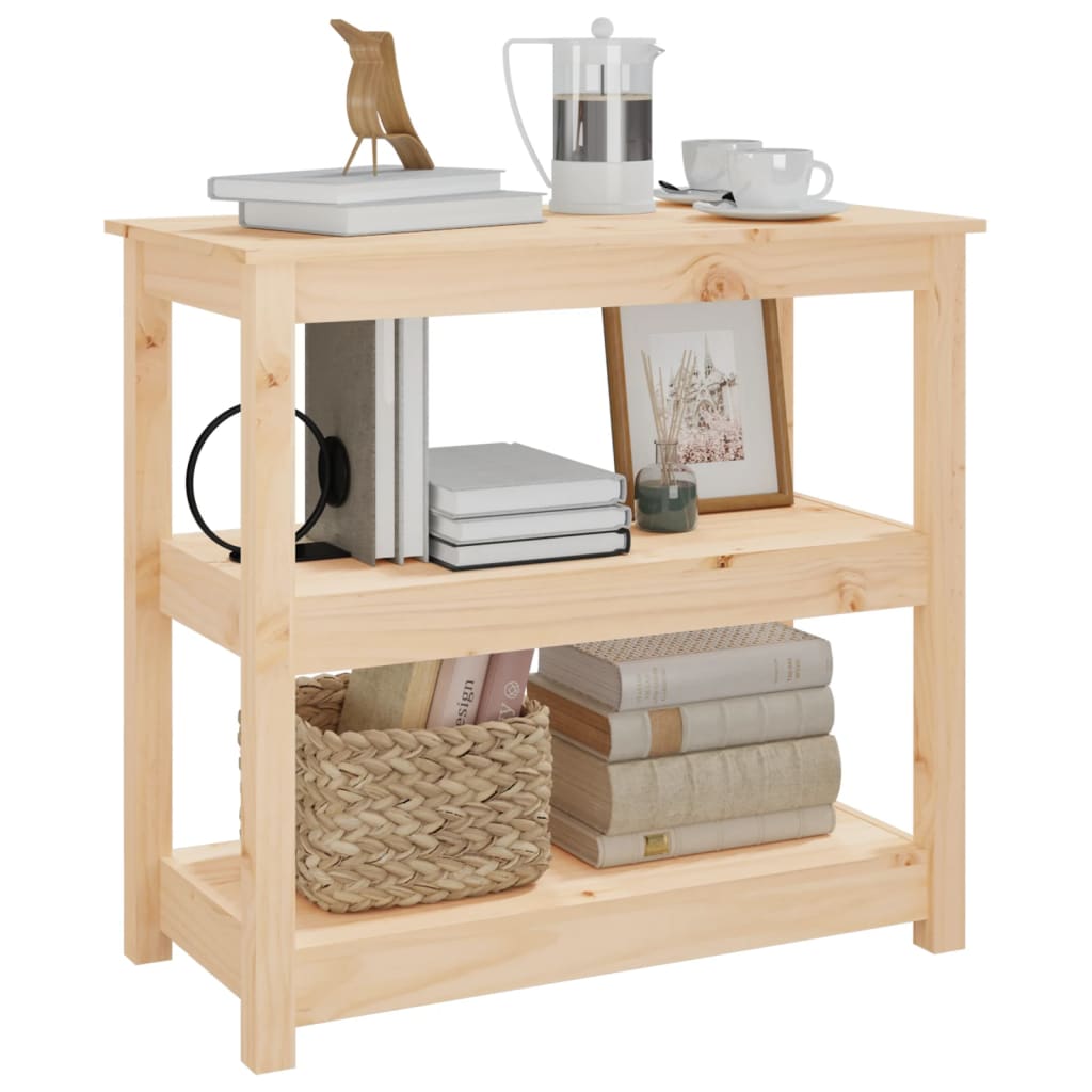 Solid Pine Wood Console Table - 80x40x74 cm, Natural Finish