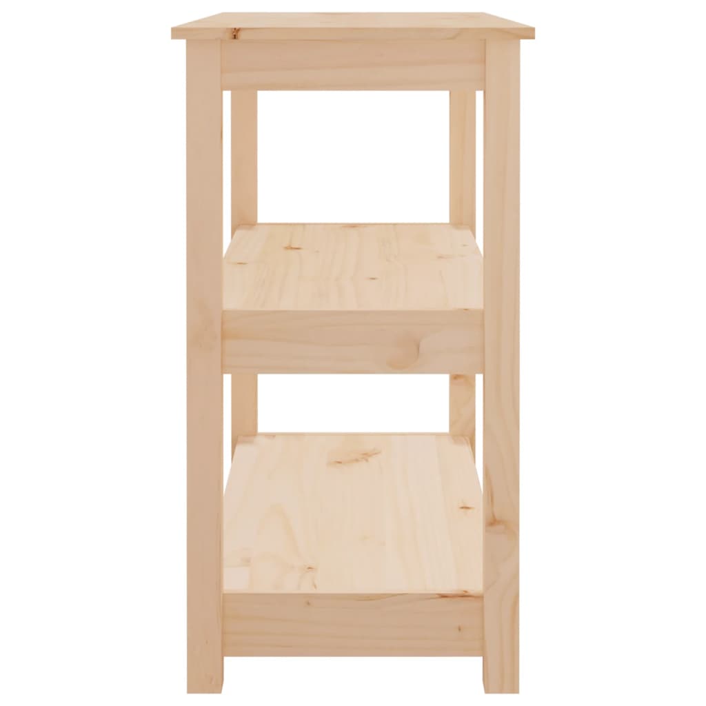 Solid Pine Wood Console Table - 80x40x74 cm, Natural Finish