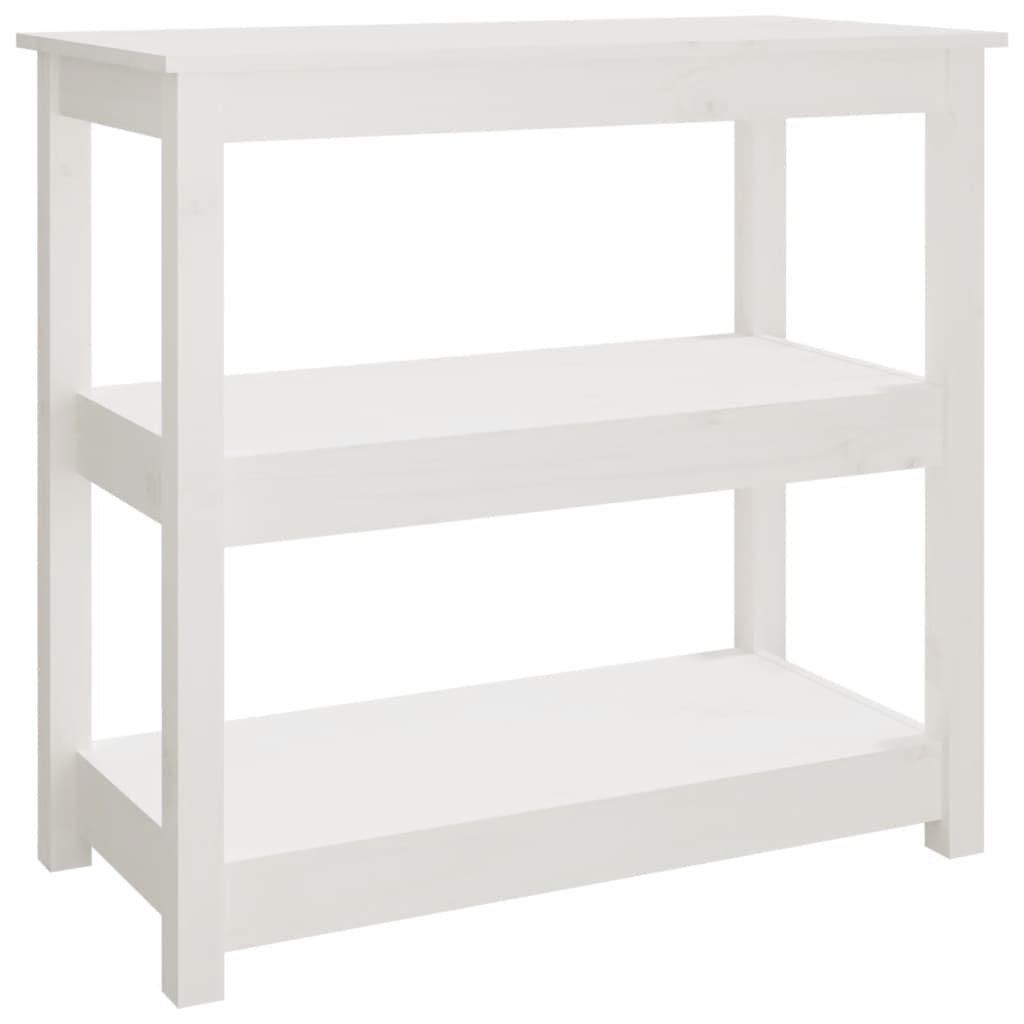 Solid Pine Wood Console Table - White, 80x40x74 cm