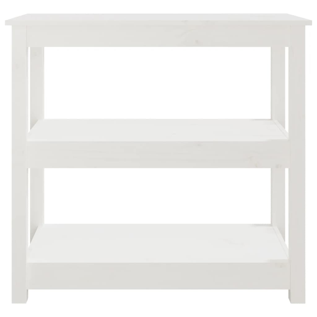 Solid Pine Wood Console Table - White, 80x40x74 cm