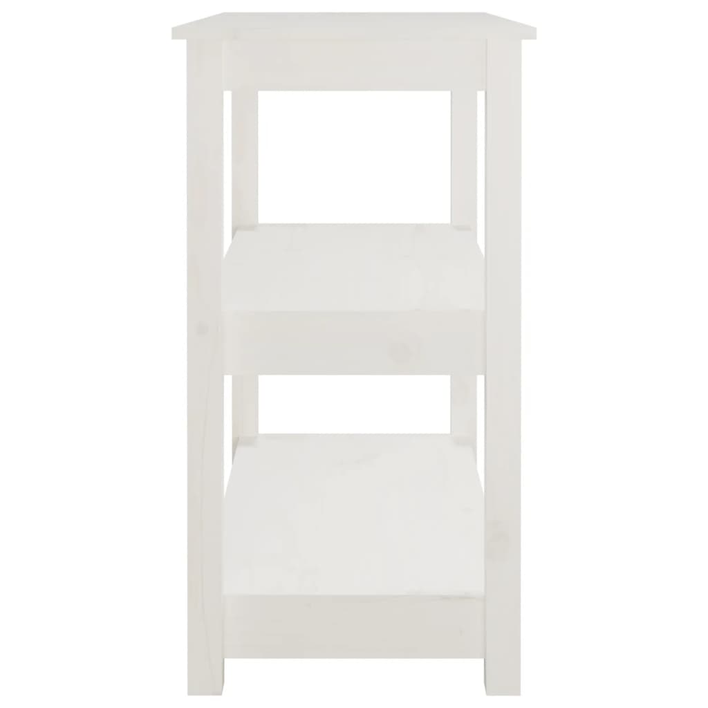 Solid Pine Wood Console Table - White, 80x40x74 cm