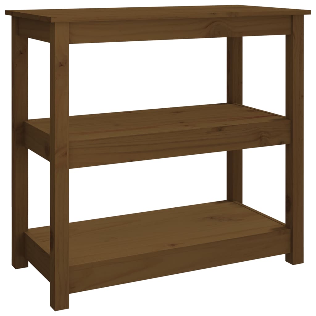 Solid Pine Wood Console Table in Honey Brown, 80x40x74 cm