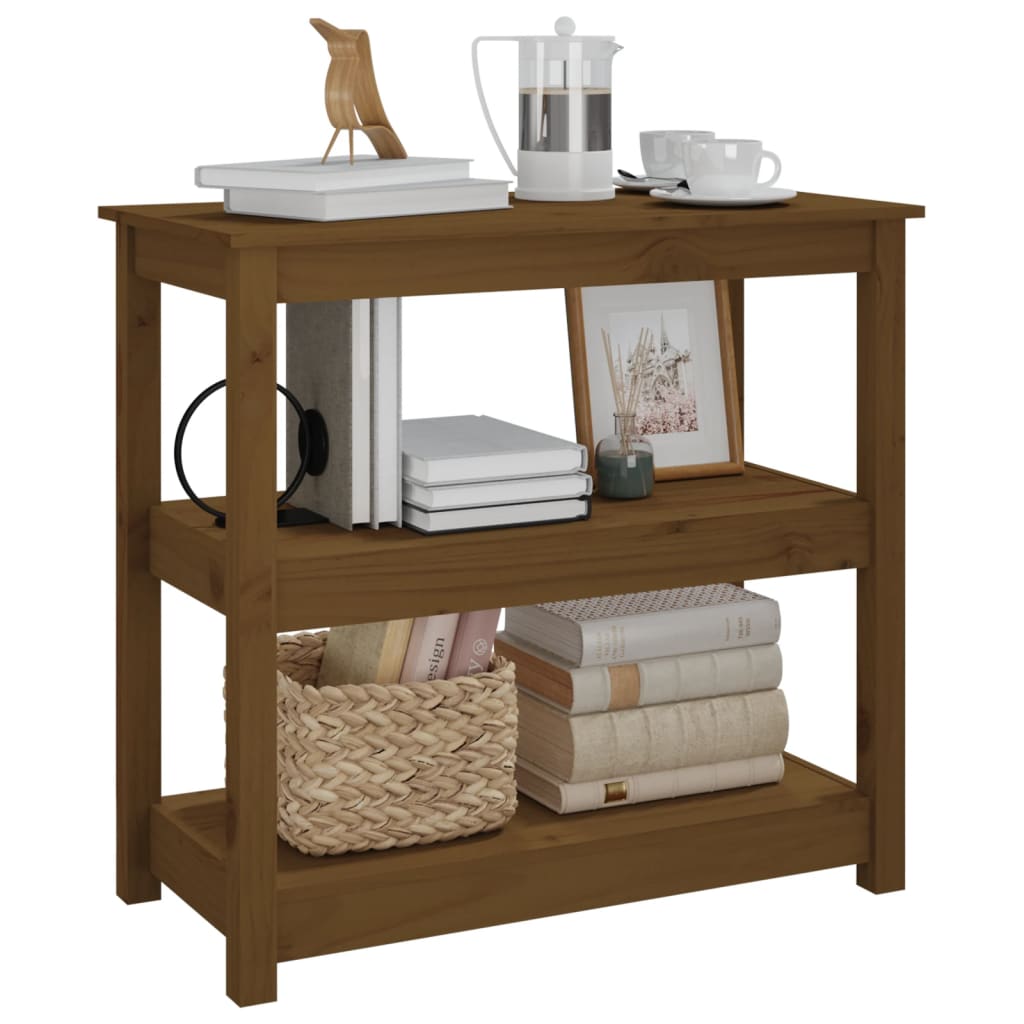 Solid Pine Wood Console Table in Honey Brown, 80x40x74 cm
