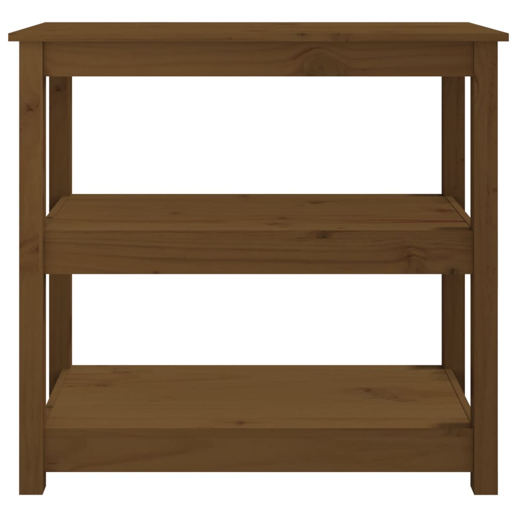 Solid Pine Wood Console Table in Honey Brown, 80x40x74 cm