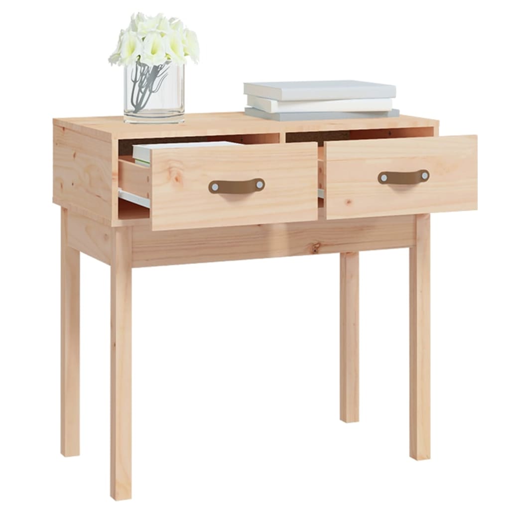 Solid Pine Wood Console Table - 76.5x40x75 cm, Natural Finish