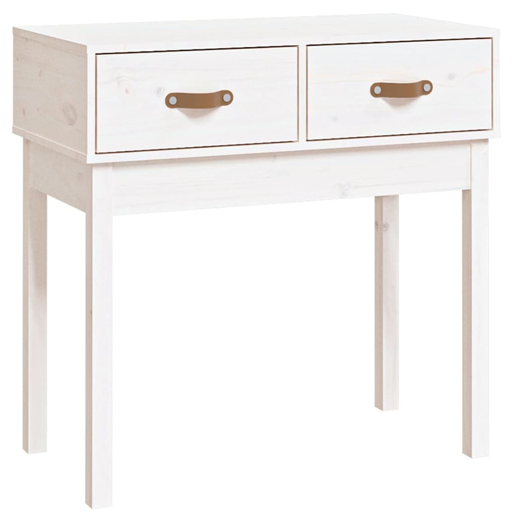 Solid Pine Wood Console Table - White, 76.5x40x75 cm