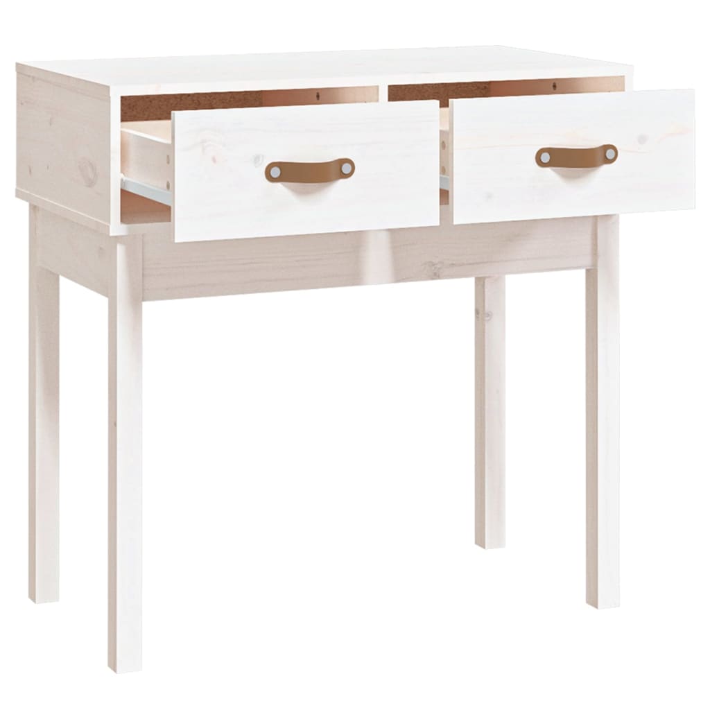 Solid Pine Wood Console Table - White, 76.5x40x75 cm