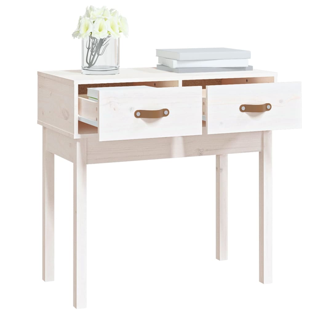 Solid Pine Wood Console Table - White, 76.5x40x75 cm